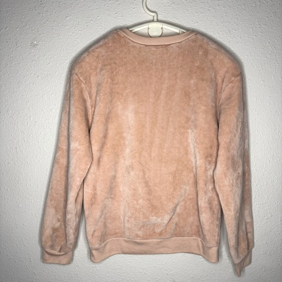 Disney Mickey Mouse Pullover Velour Sweatshirt Peach Junior Size Medium (7-9) - Picture 2 of 12